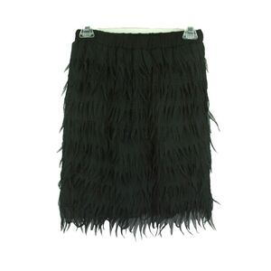 Sophyline Skirt Black Pencil Women's Feathered Fringe Size M